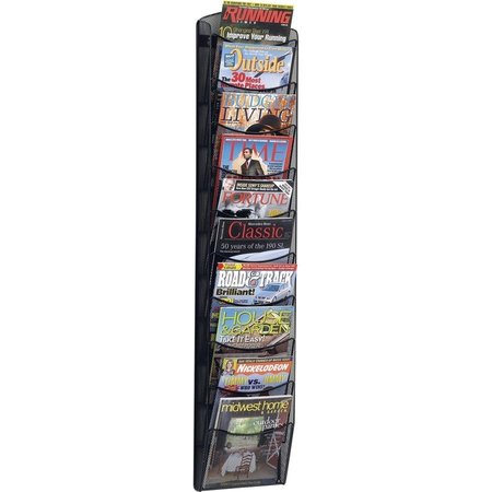 SAFCO Mesh Magazine Rack, 10-Pockets, 10-1/4"x3-1/2"x50-3/4", Black SAF5579BL